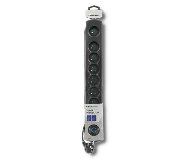 QOLTEC Listwa antyprzepięciowa - 8 gniazd, 3m, czarna 50114 - 488580 - zdjęcie 4